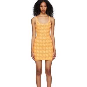 Fendi Logo Print Mini Dress Orange Size 46